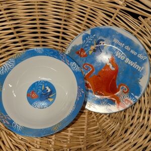 Kids Finding Dory Bowl and Plate Set - Blue and Orange